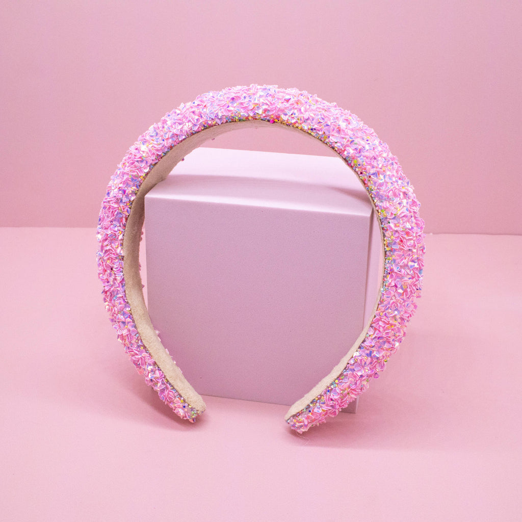 Kids Padded Chunky Sequin Headband | Blue or Multi-Color