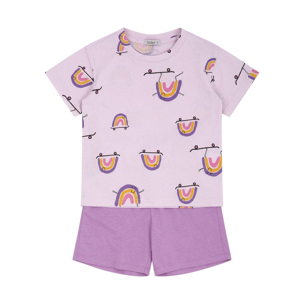 Rainbow Print T-Shirt & Solid Shorts Set