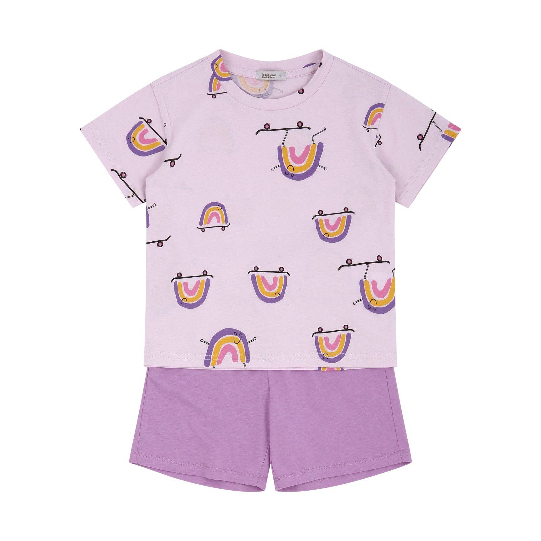 Rainbow Print T-Shirt & Solid Shorts Set