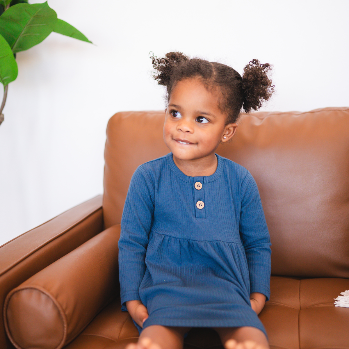 Organic Ribbed Cotton Dress  | Ocean Blue