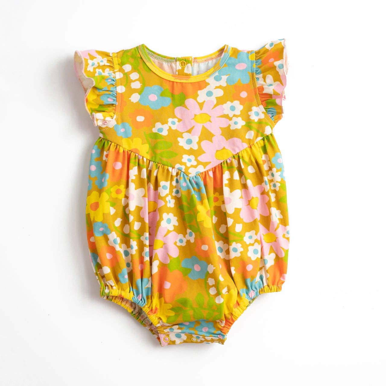 Baby Girl’s Flutter Romper in Sixties Wild Blooms