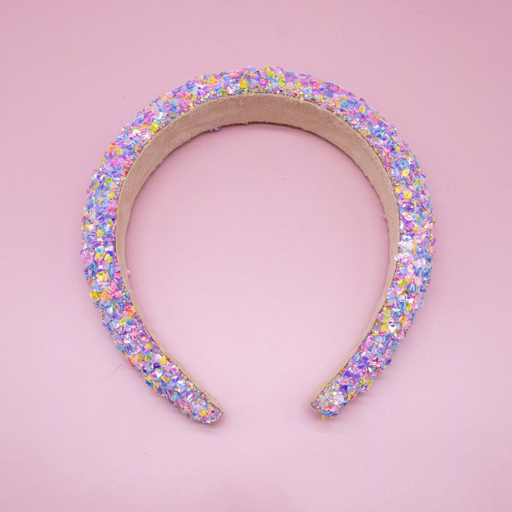 Kids Padded Chunky Sequin Headband | Blue or Multi-Color
