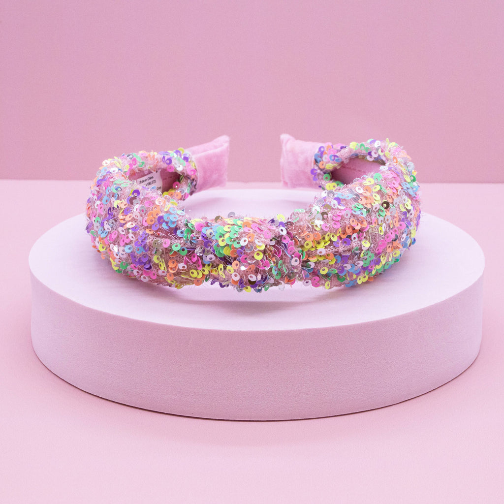 Kids Sequin Knot Headband | Purple or Rainbow
