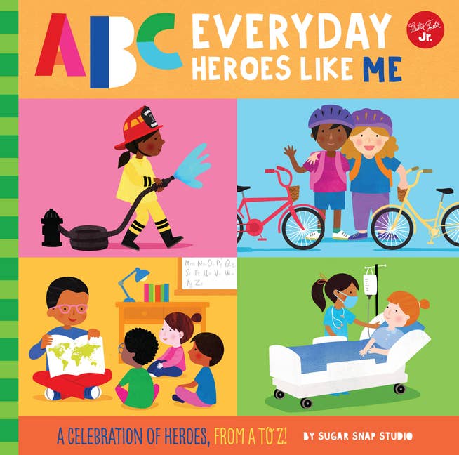 ABC for Me ABC Everyday Heroes Like Me board book cover featuring diverse children and community helpers