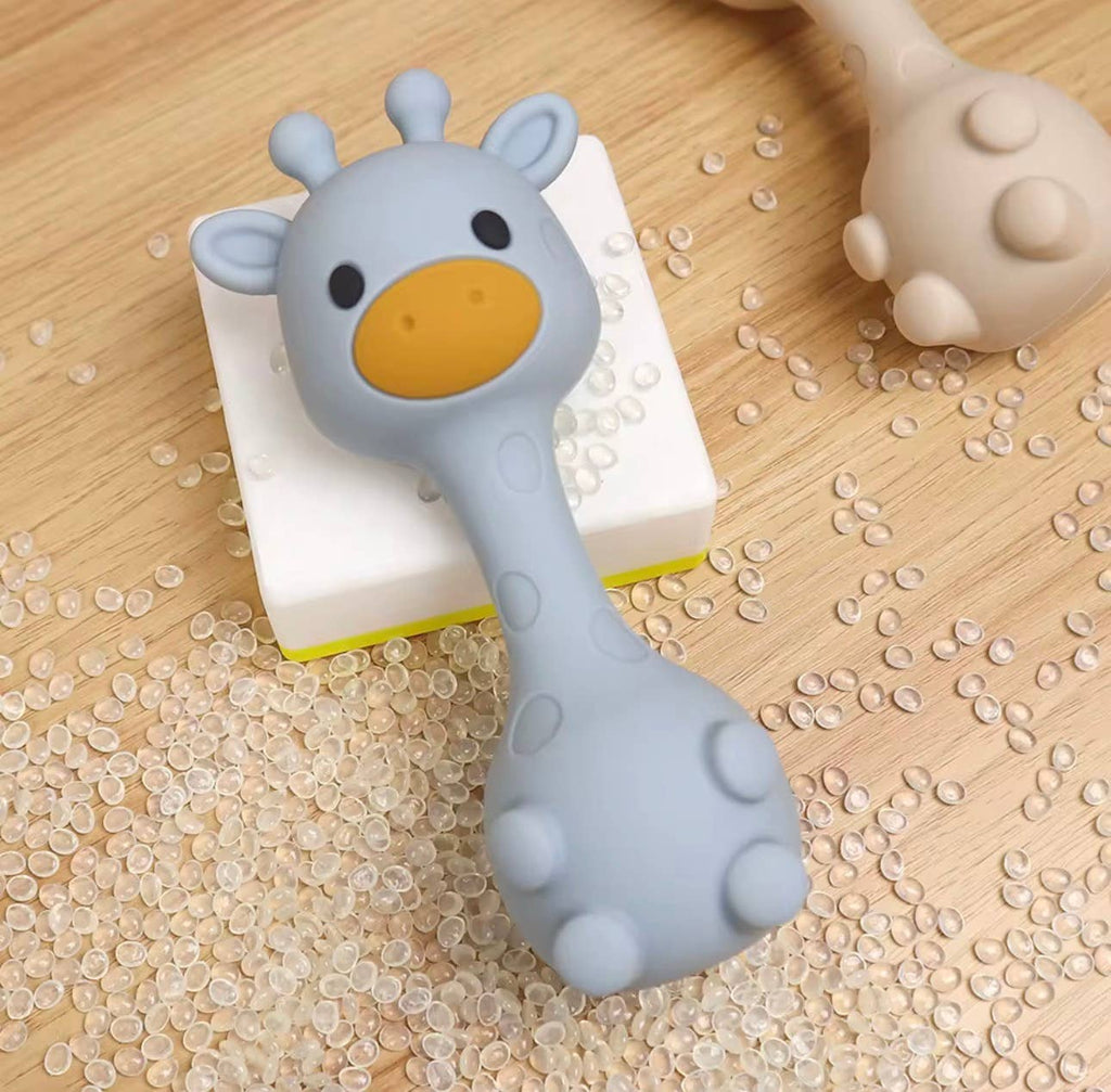 BPA-free silicone giraffe rattle teether for babies