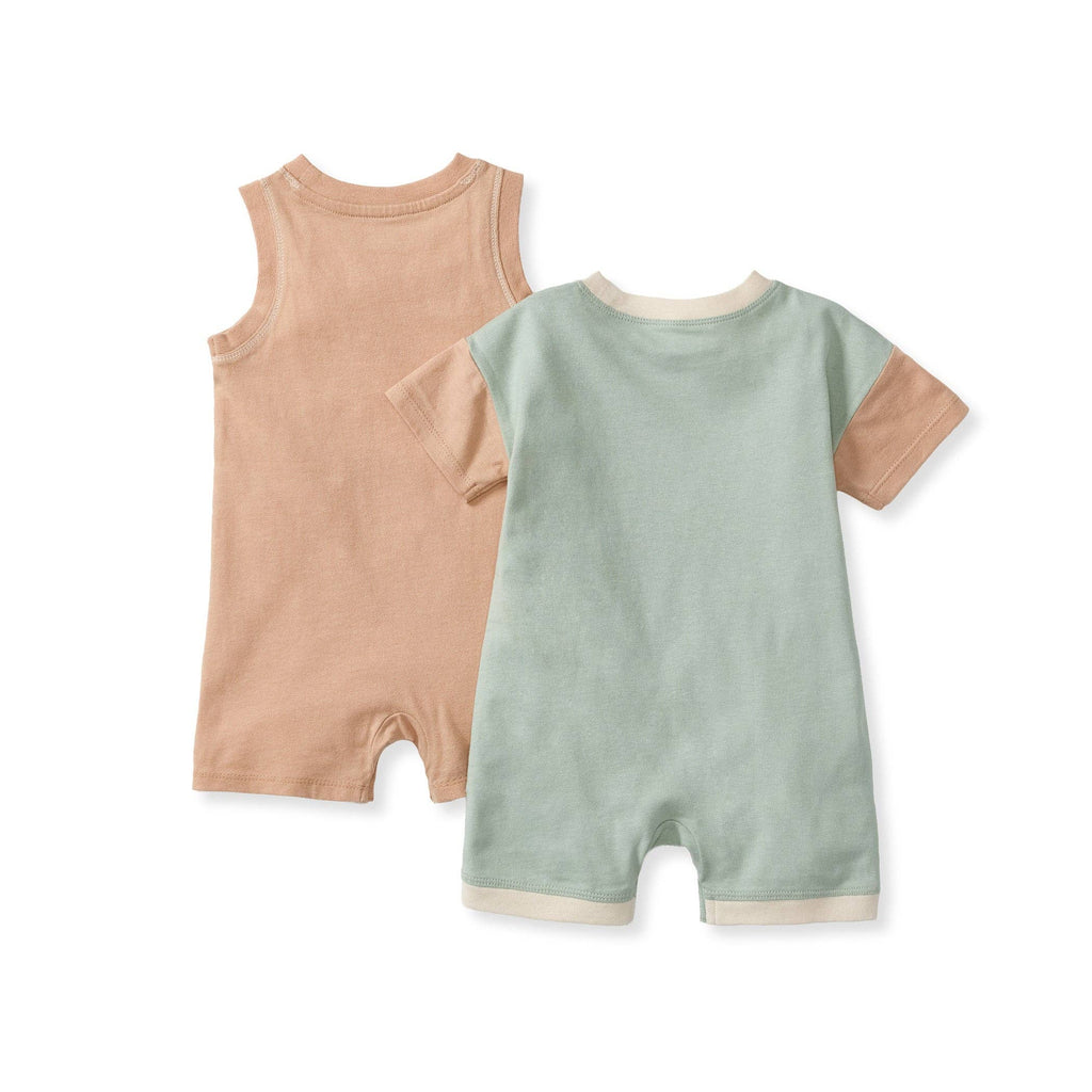 Back side of our Close up detail of our Burt’s Bees Baby Organic Cotton Stripe Romper Set (2-Pack) in Sweet Maple