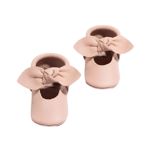 Blush Knotted Bow Baby Shoe