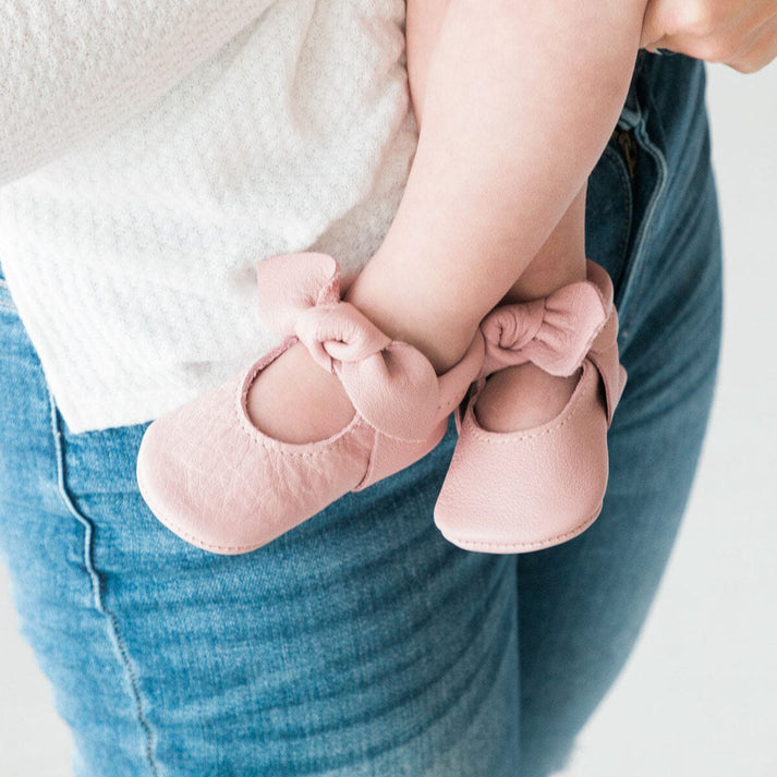 Blush Knotted Bow Baby Shoe