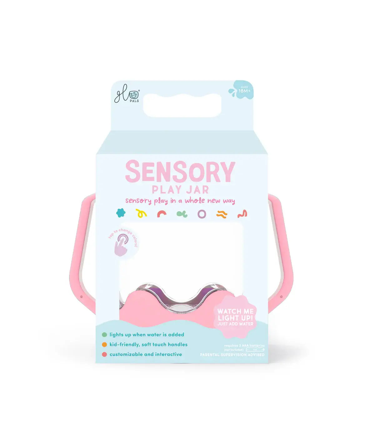 Bubblegum pink Glo Pals Sensory Play Jar calming light-up toy