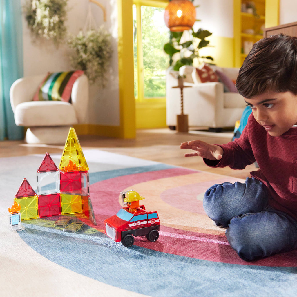 Child Playing with MAGNA-TILES® Fire Rescue Set