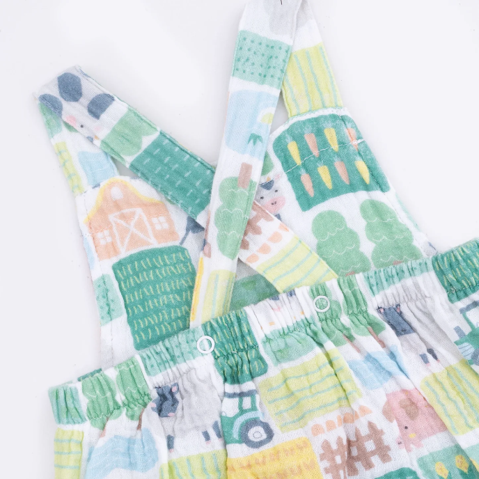 Close up image of the back view of our Patchwork Farm - Retro Sunsuit