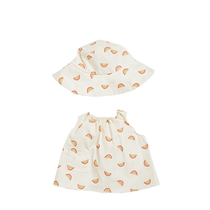 Dinkum Doll Cotton Una Rainbow Dress Set with Bucket Hat