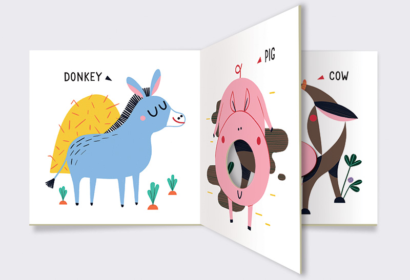 Donkey or Pig? Interactive Page Insert from Sheep or Cow? by Lenka Chytilová | Illustrated by Veronika Zacharová (Board Book)