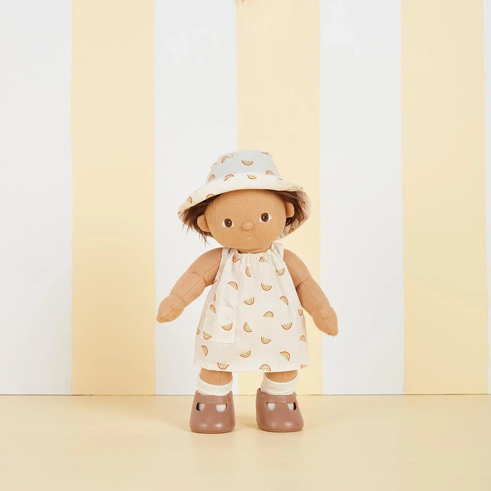 Dinkum Doll Cotton Una Rainbow Dress Set with Bucket Hat