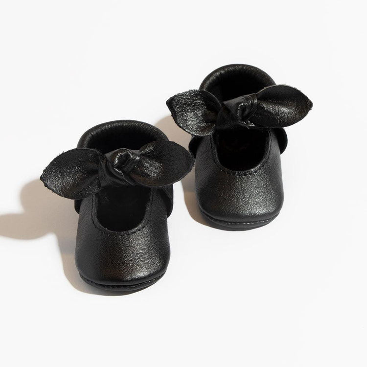 Ebony Knotted Bow Baby Shoe