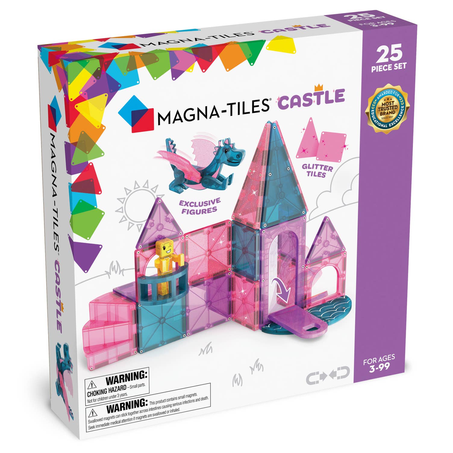 Front box image of our MAGNA-TILES® Castle – 25-Piece Magnetic Building Set