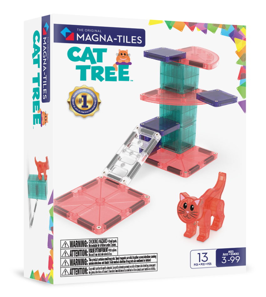 Front of the box of our MAGNA-TILES® Cat Tree – 13-Piece Magnetic Building Set