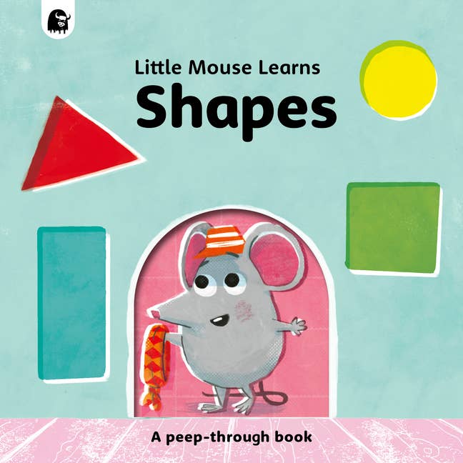 Little Mouse Learns Shapes board book cover featuring bright geometric shapes and mouse illustration