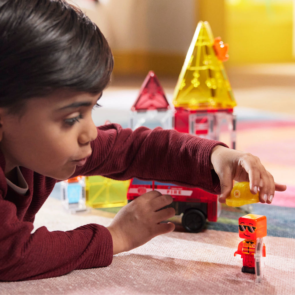 MAGNA-TILES® Fire Rescue 27-Piece Magnetic Building Set in action