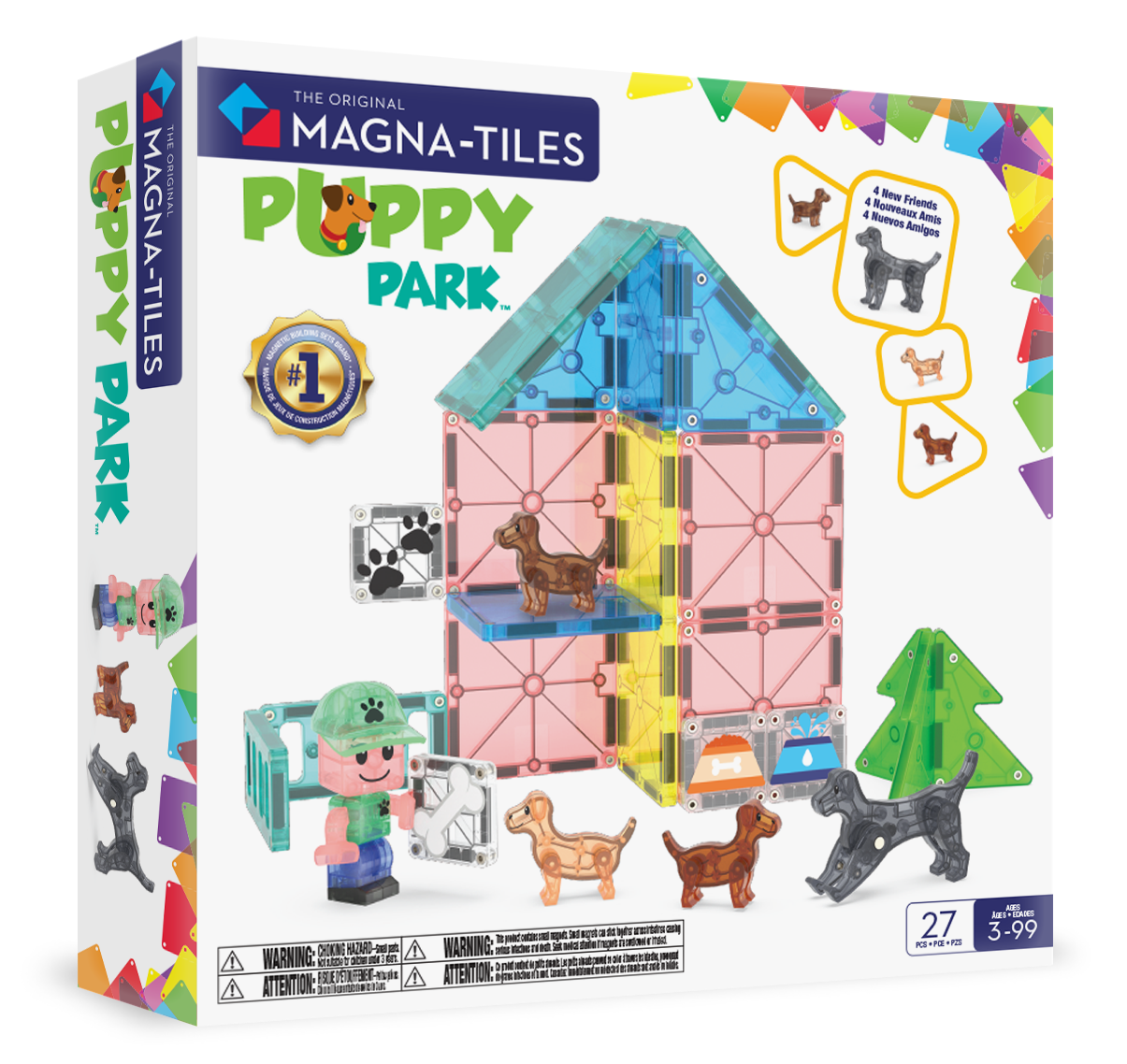MAGNA-TILES® Puppy Park – 27-Piece Magnetic Building Box Set