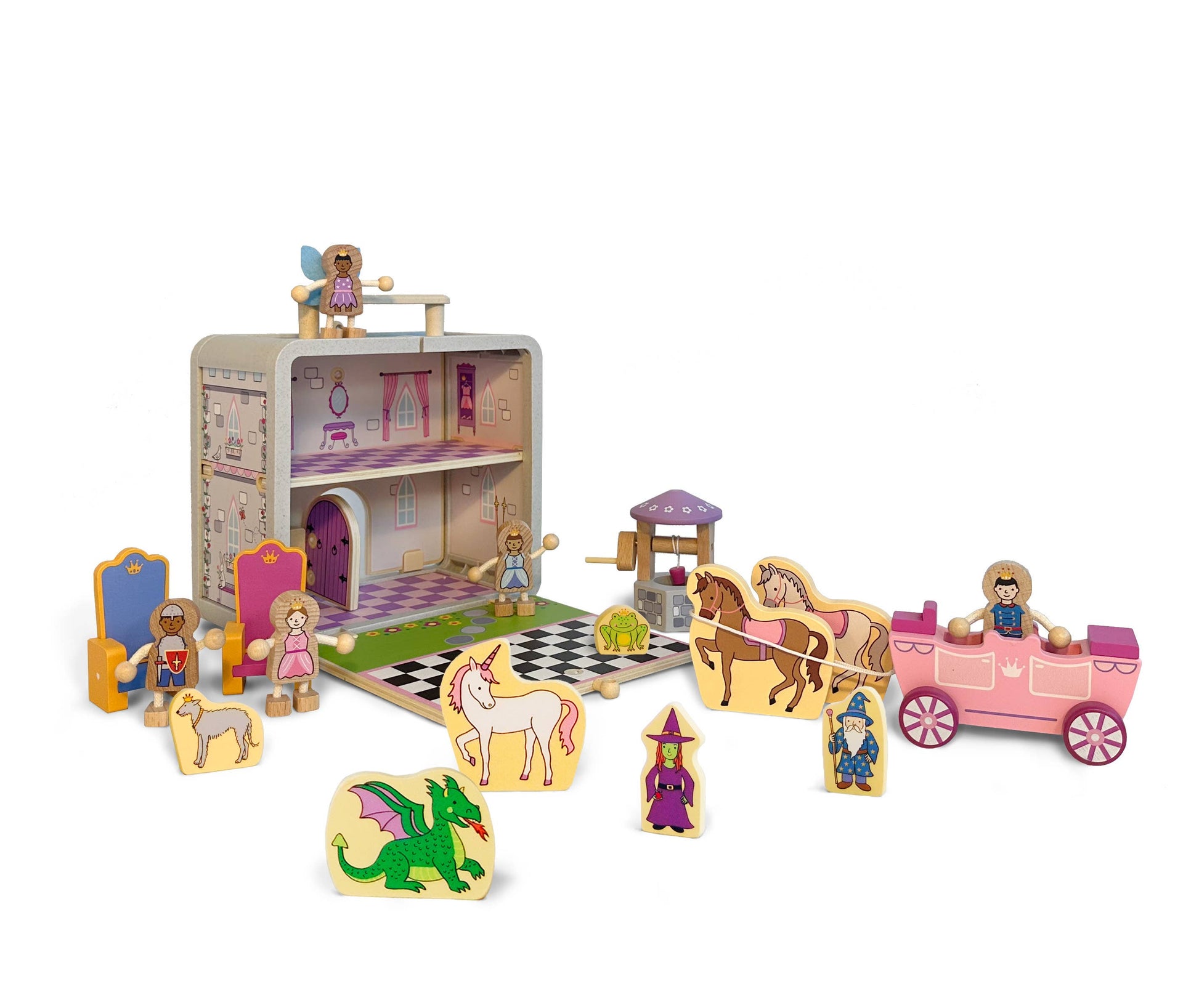 Our enchanted wooden princess castle suitcase travel toy for kids