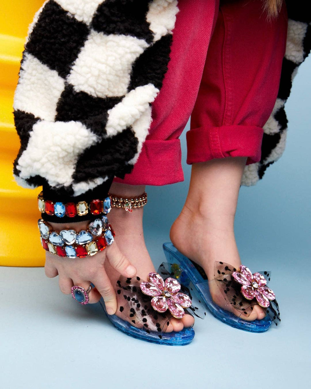 Pink Flower Gem Play Shoes By Super Smalls with Mood Ring