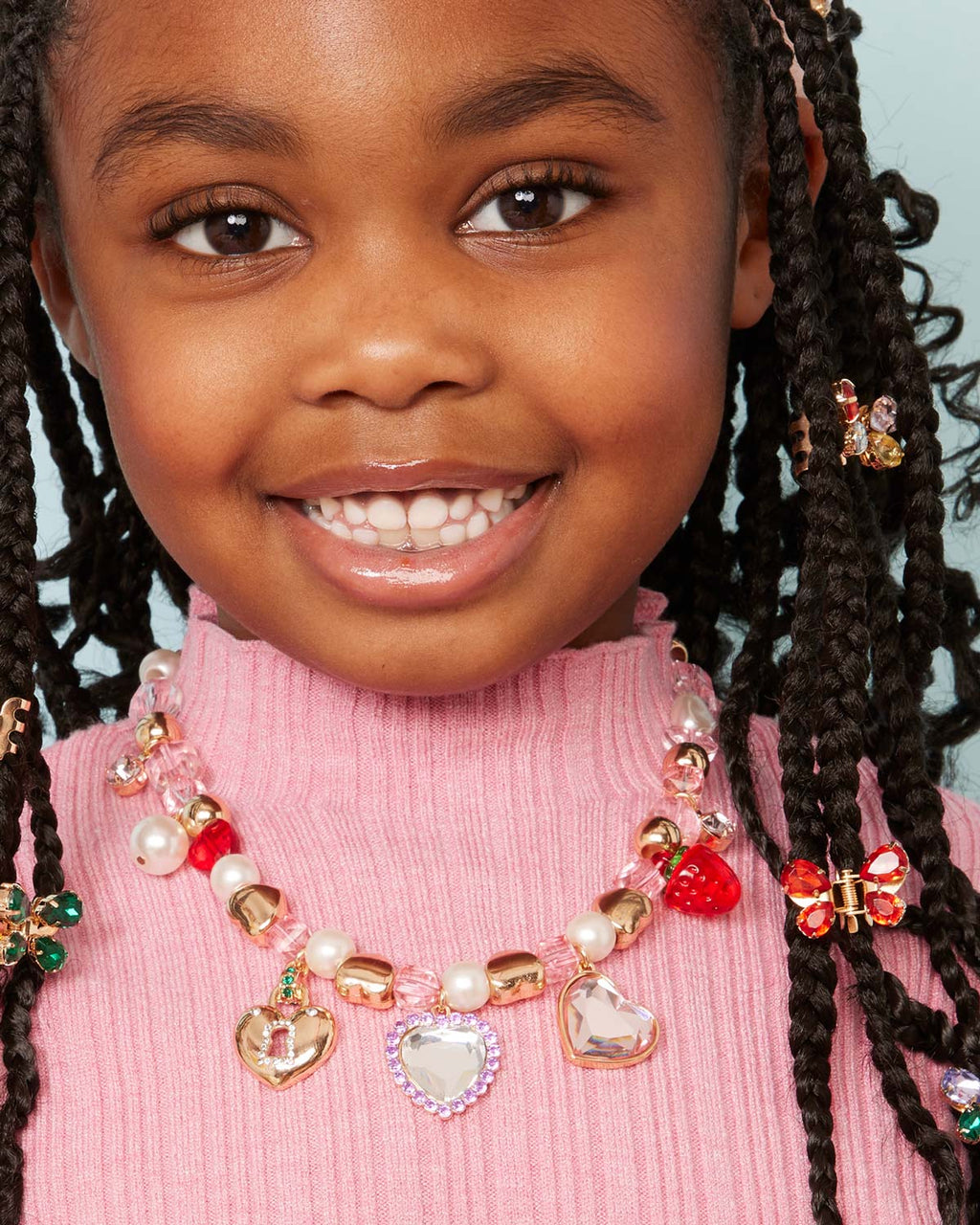 Pink + Purple Heart Charm Mini Bead Kit - Necklace Example