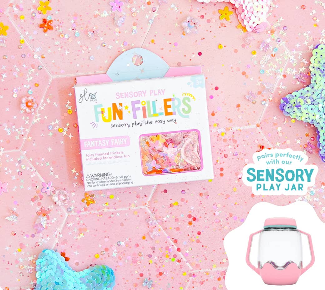 Pink and colorful fairy themed trinkets included for endless fun in our Fantasy Fairy Fun Filler Pack by Glo Pals® – Sensory Play Accessories
