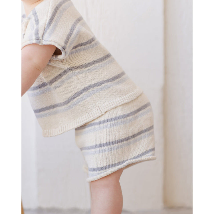 Relaxed Summer Knit Set - Blue Stripe