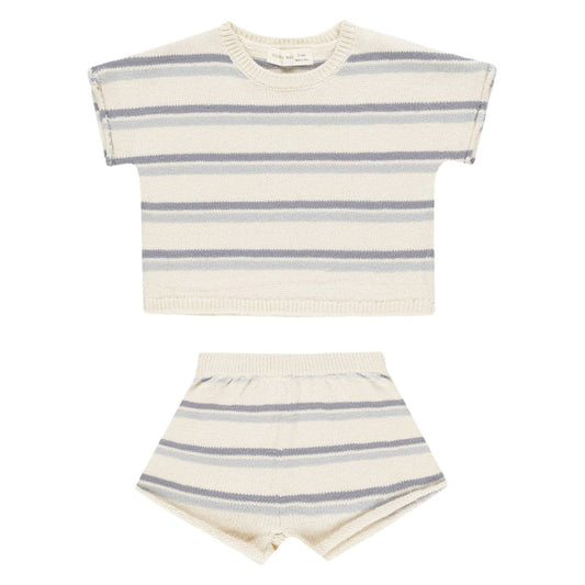 Relaxed Summer Knit Set - Blue Stripe