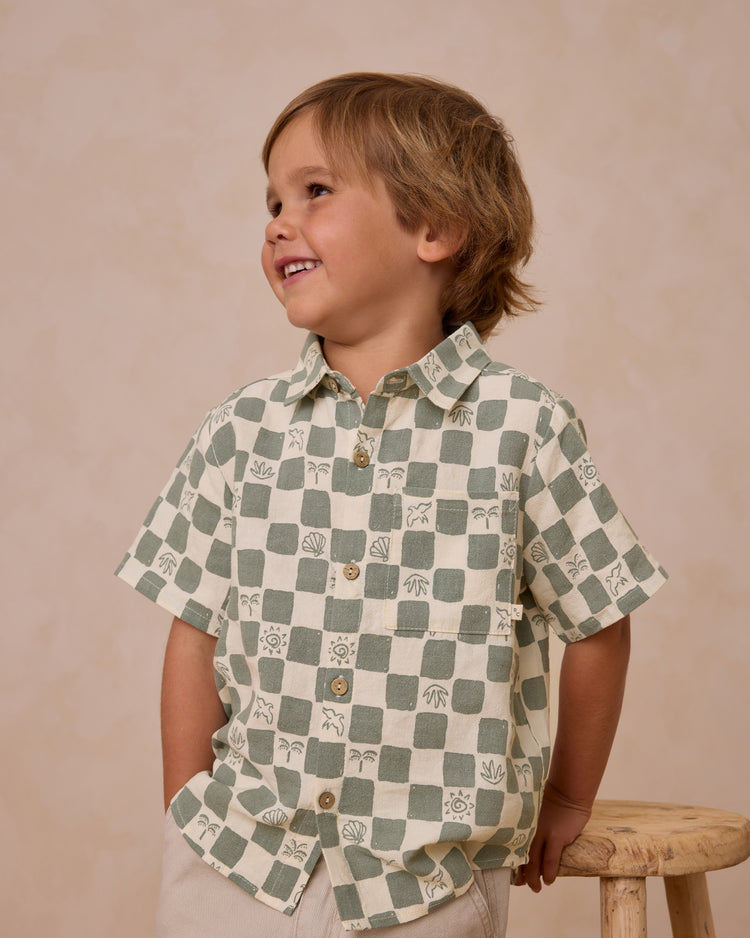 Collared Short Sleeve Shirt - Coastal Check