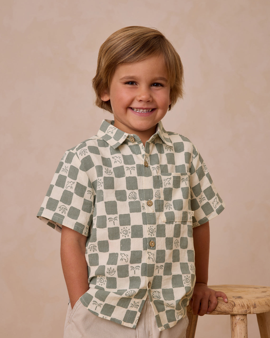 Collared Short Sleeve Shirt - Coastal Check