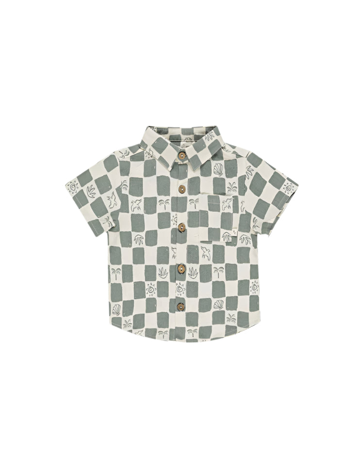 Collared Short Sleeve Shirt - Coastal Check