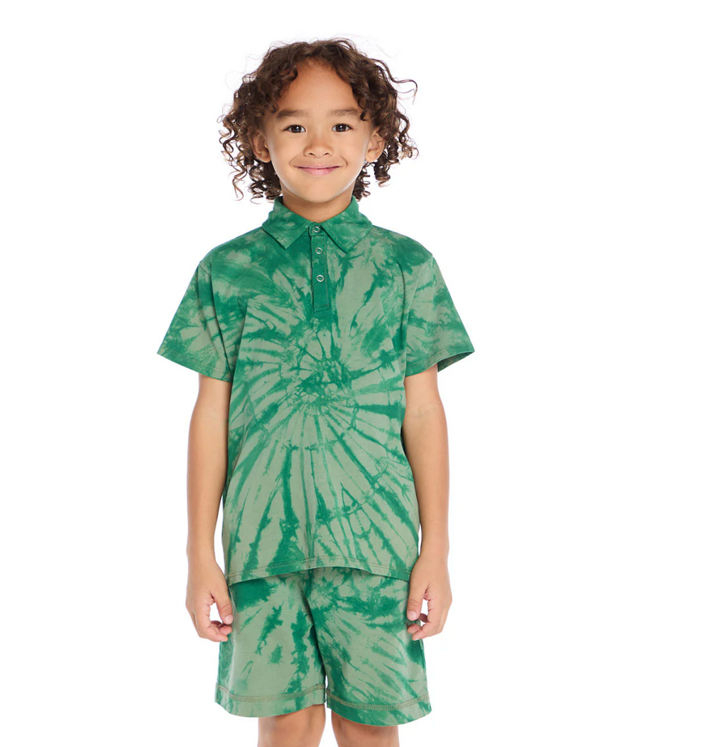 Wild Green Tie Dye Polo Shirt