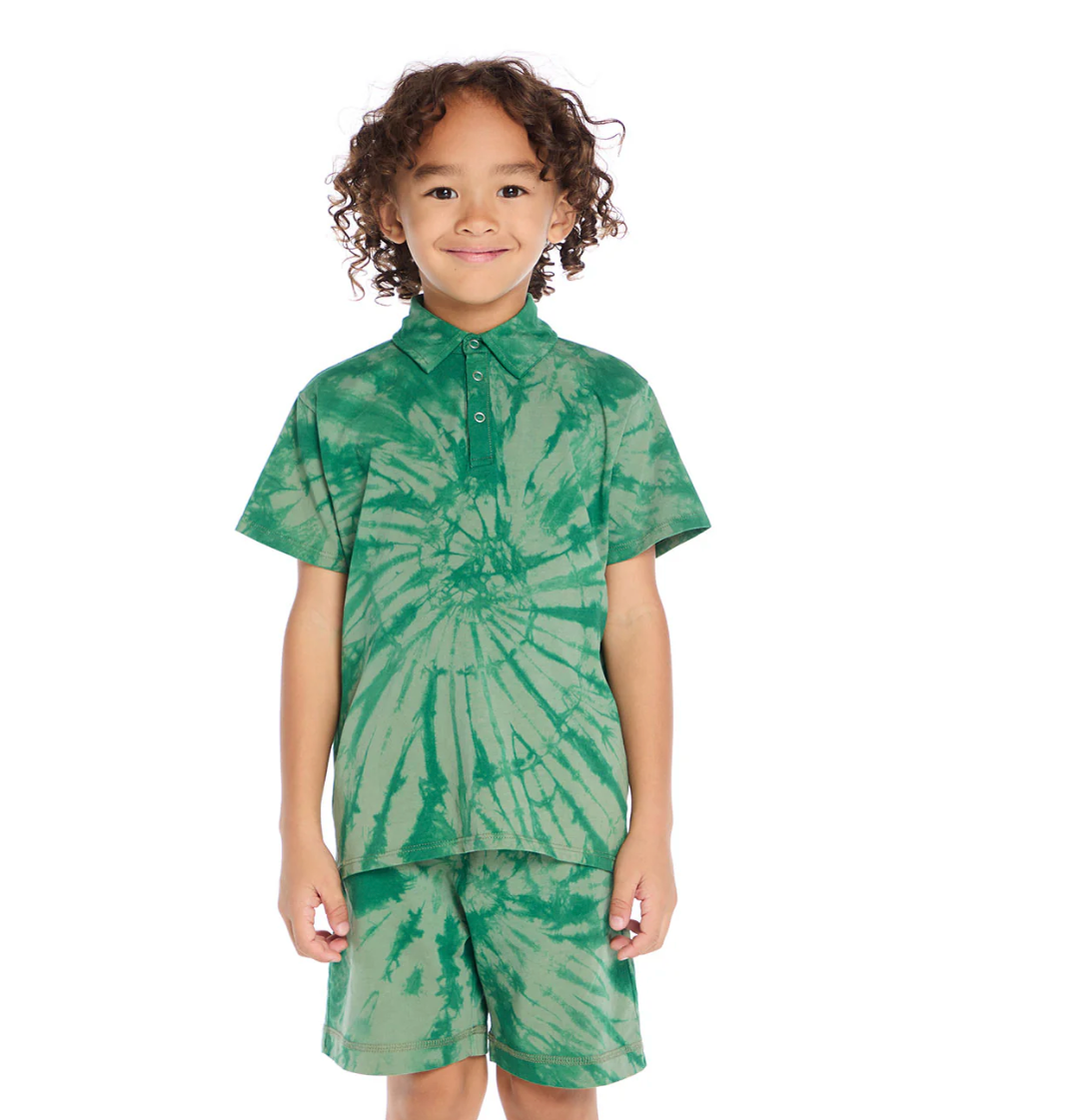 Wild Green Tie Dye Polo Shirt