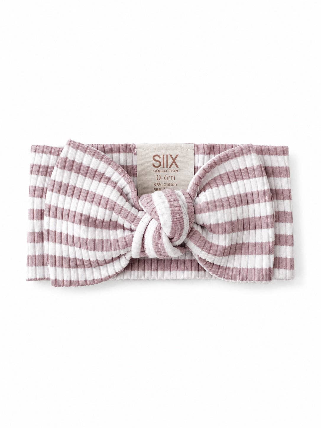 Violet Stripe Ribbed Baby Bow Headband | SIIX Collection