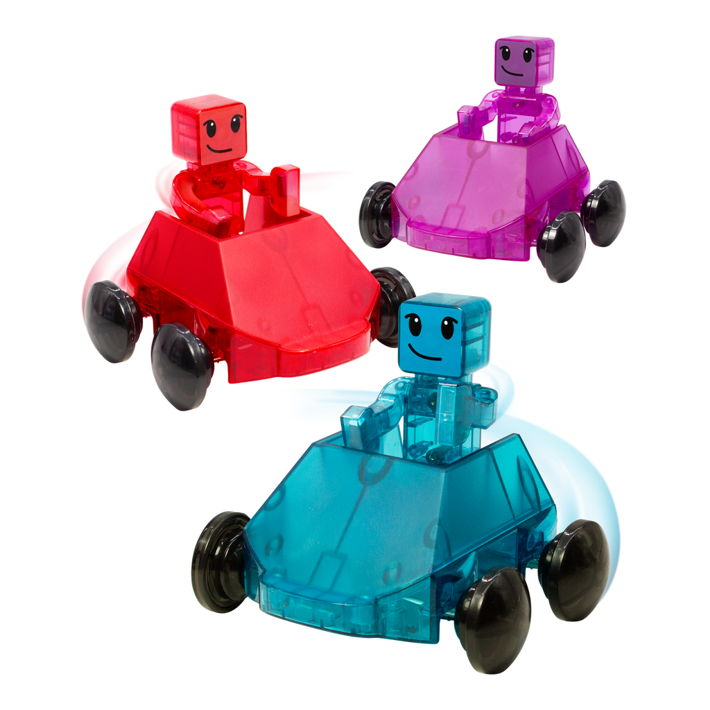 Vroom Vroom - watch out for these mad dashers from our MAGNA-TILES® Dashers – 6-Piece Magnetic Building Set!