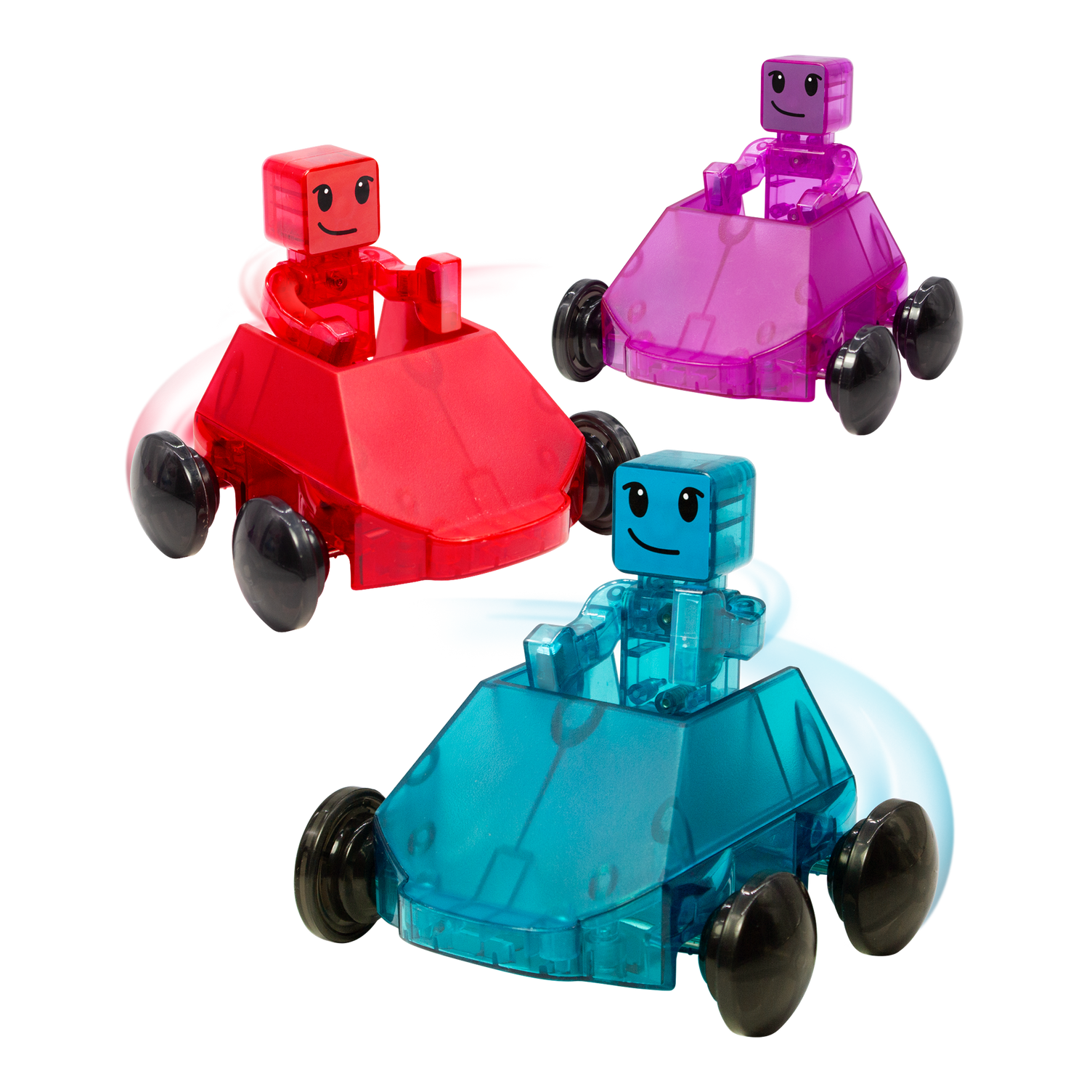 Vroom Vroom - watch out for these mad dashers from our MAGNA-TILES® Dashers – 6-Piece Magnetic Building Set!