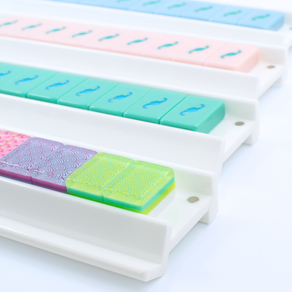 My Fair Mahjong Racks - Premium Acrylic - 4 Racks + 4 Rectangular Pushers