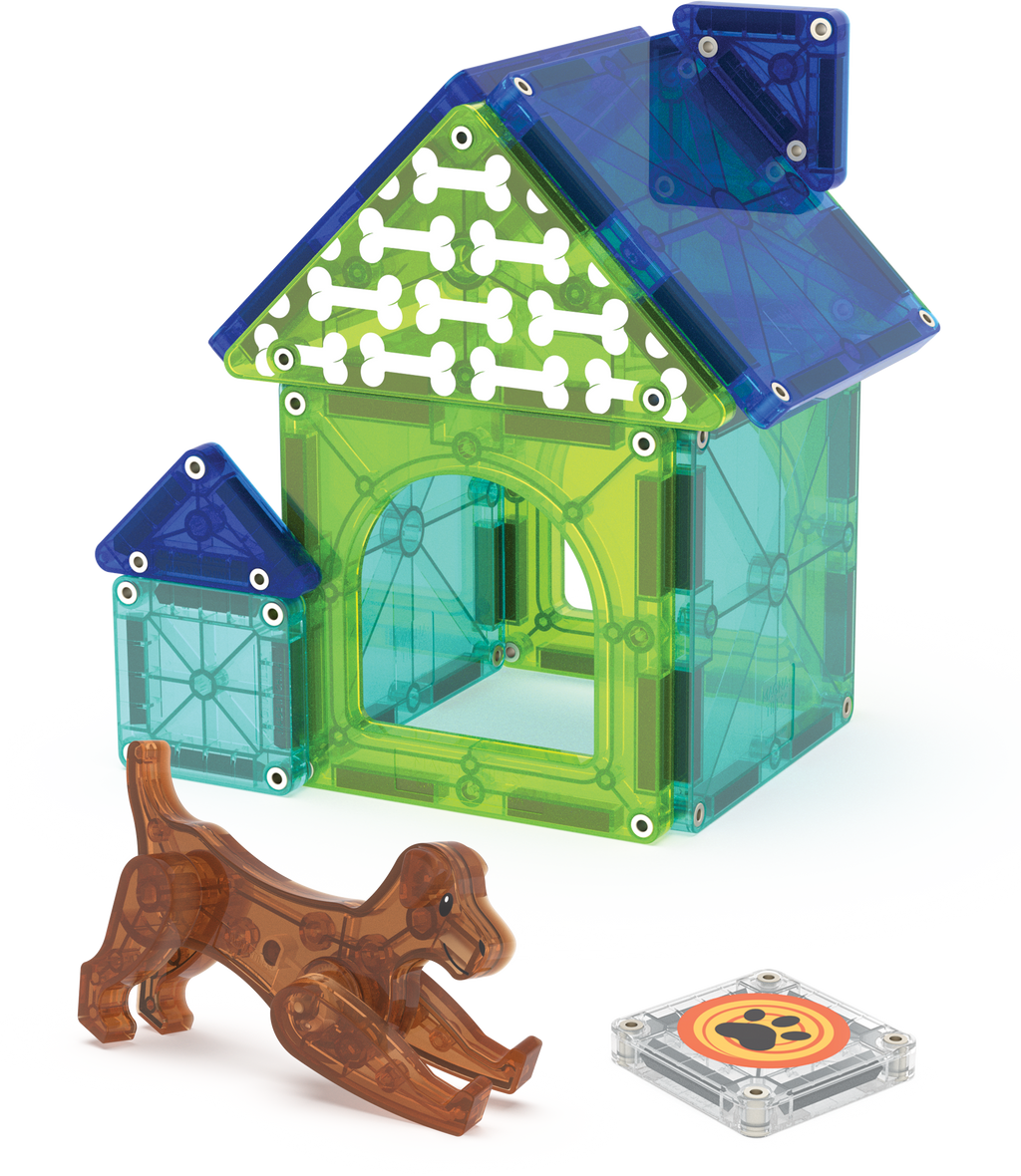 Woof Woof with our MAGNA-TILES® Dog House – 13-Piece Magnetic Building Set!
