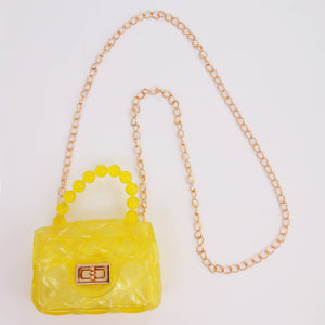 Yellow mini jelly crossbody purse for girls