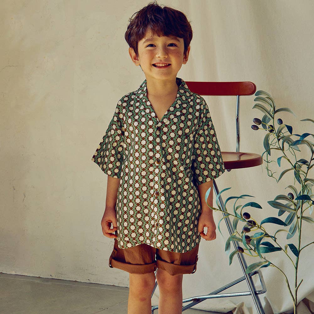 Forest Graphic Pattern Button Down Short Sleeve Shirt