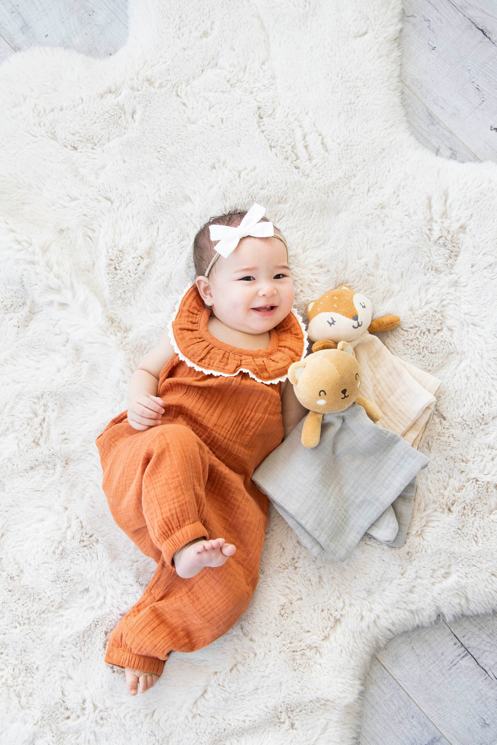 Bear Baby Lovey Snuggle Blanket, Organic Cotton Muslin