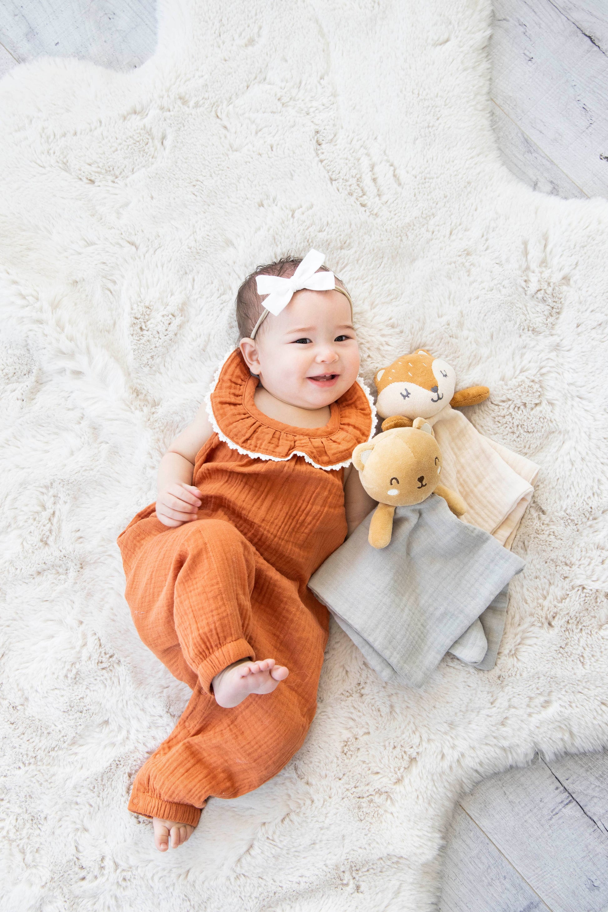 Bear Baby Lovey Snuggle Blanket, Organic Cotton Muslin