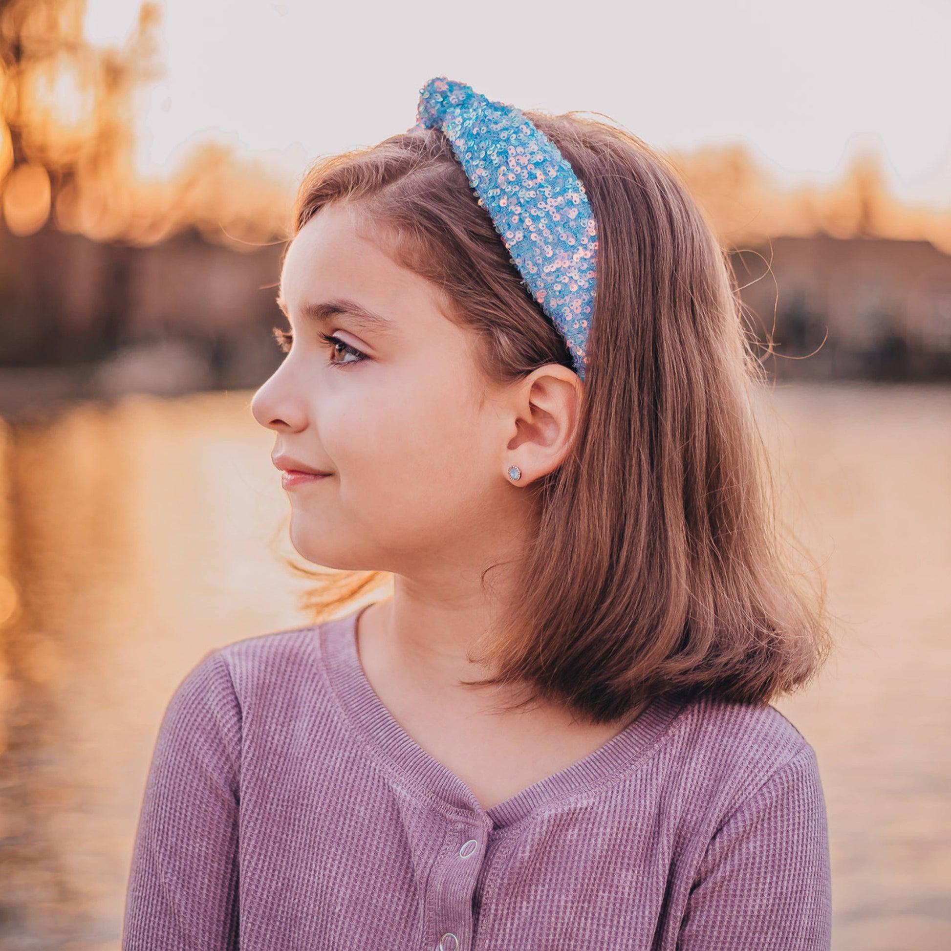 Kids Sequin Knot Headband | Purple or Rainbow