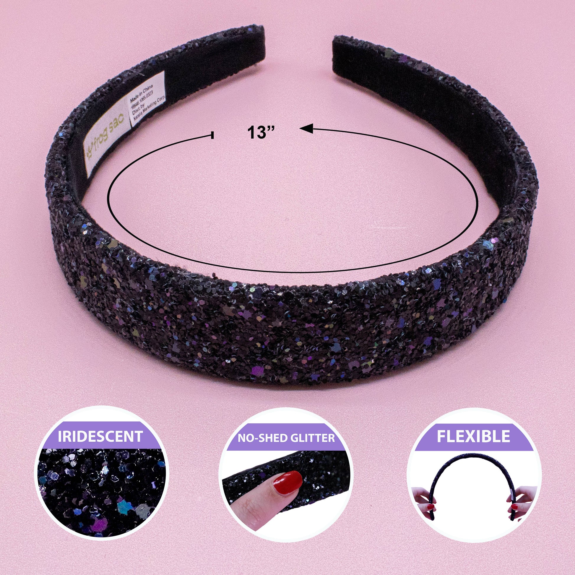Kids Tapered Glitter Headband | Pink or Gold