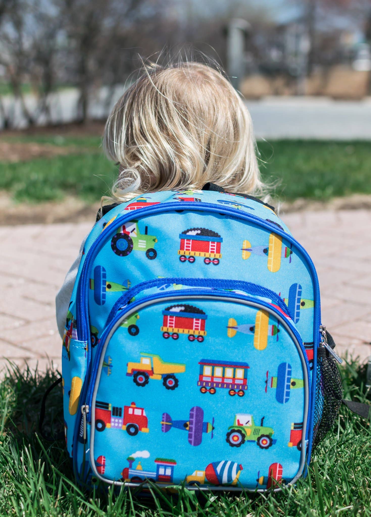 Trains Planes and Trucks Backpack - 12 Inch