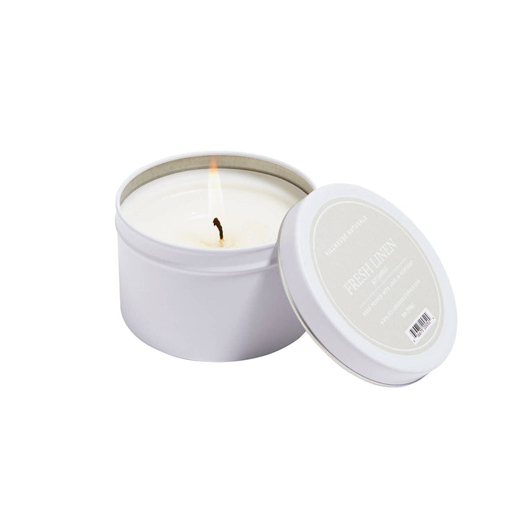 Fresh Linen Candle In White Tin 5oz
