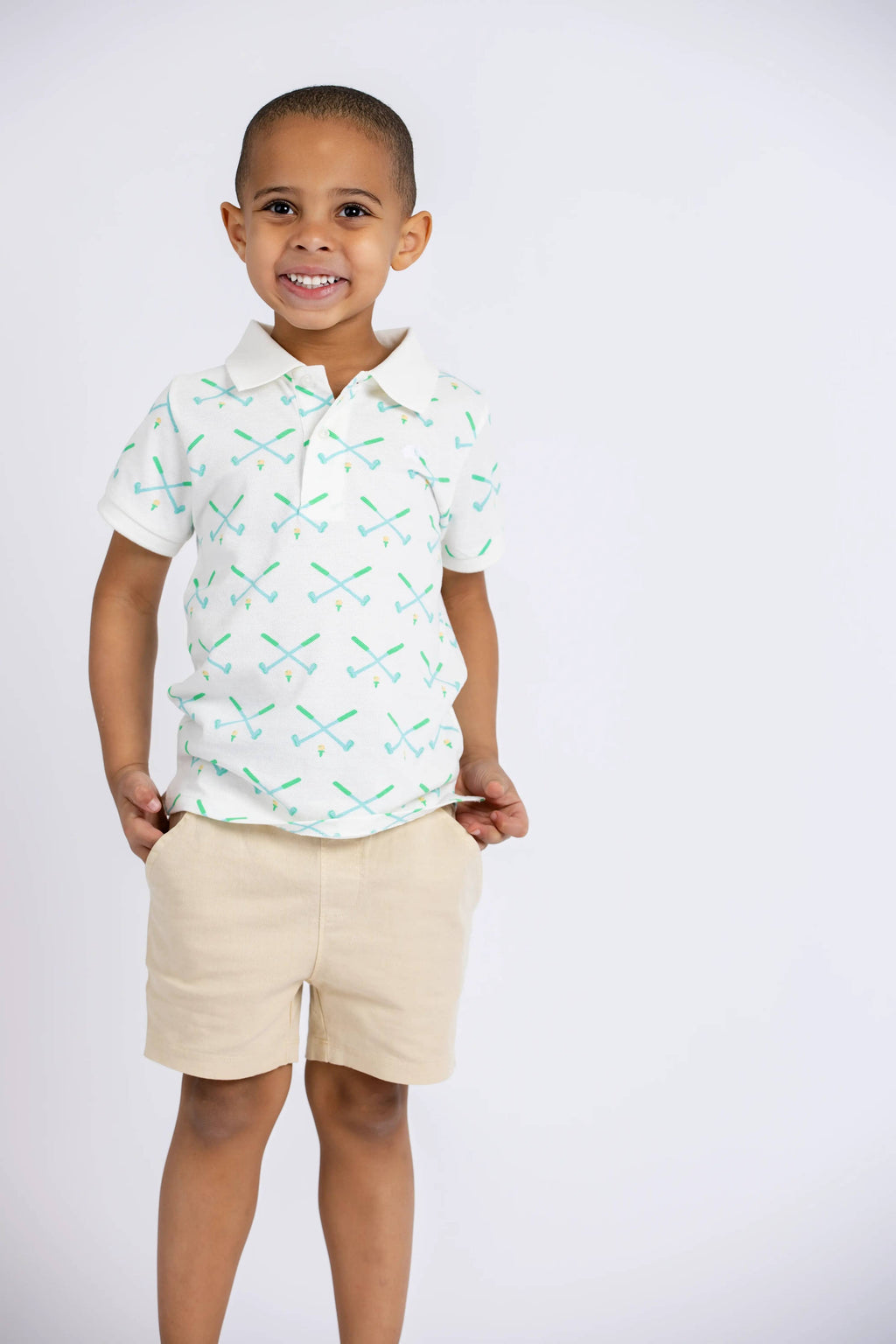 Kid + Baby Short Sleeve Polo + Twill Short Set_Golf Day