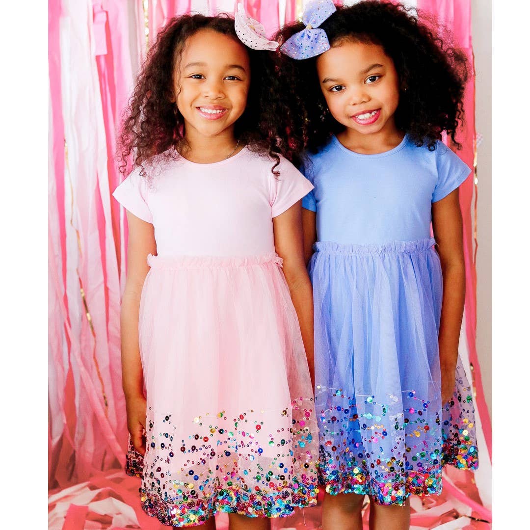Lavender Confetti Short Sleeve Tutu Dress - Kids Birthday